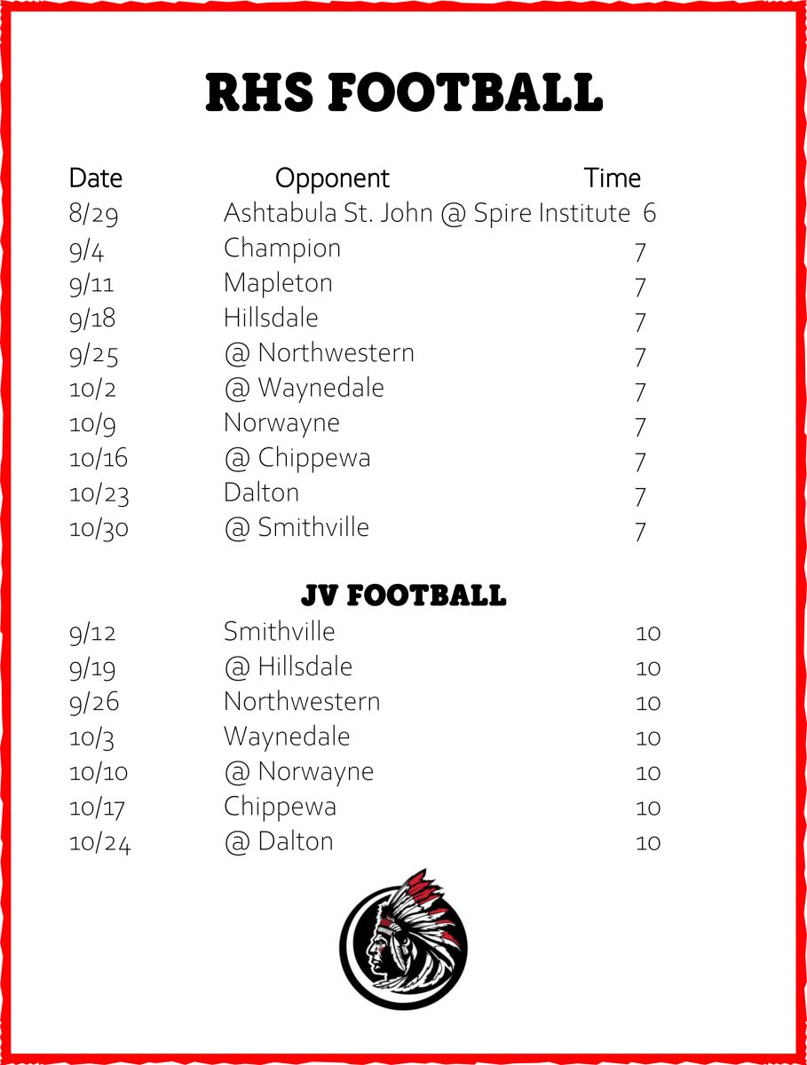 RHS Fall Sports Schedules Rittman Exempted Village Schools